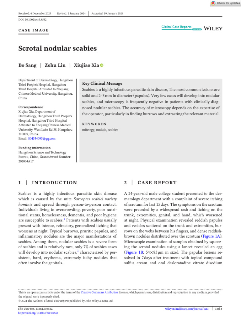 Scrotal Nodular Scabies Case Report | PDF | Diseases And Disorders ...