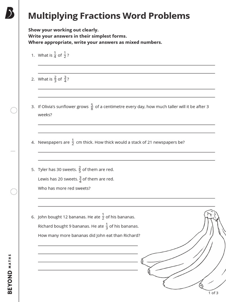 t3 M 277 Multiplying Fractions Word Problems Activity Sheet - Ver - 4 ...