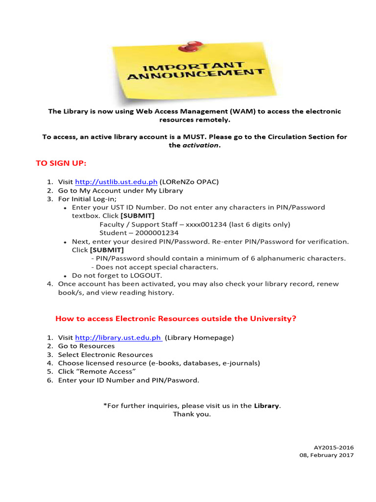 Activating Your UST Library Account | PDF