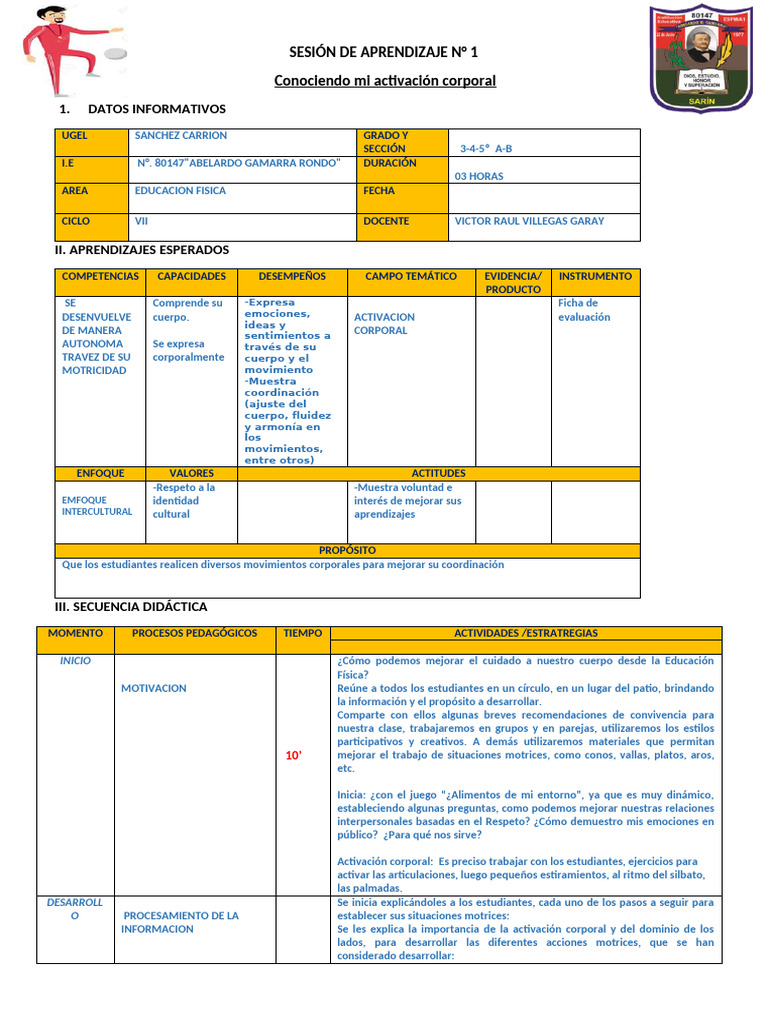 1 SESION DE APRENDIZAJE - 3 y 5 GRADO | PDF | Aprendizaje | Las emociones