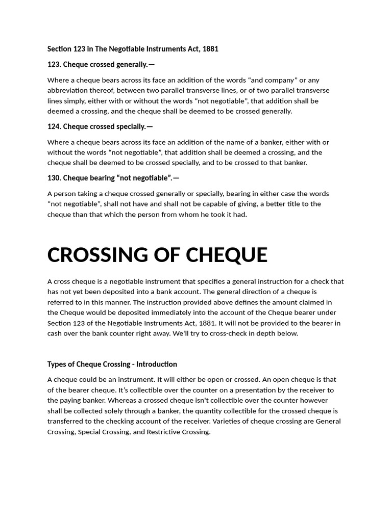 03 - Crossing of Cheques | PDF | Cheque | Negotiable Instrument