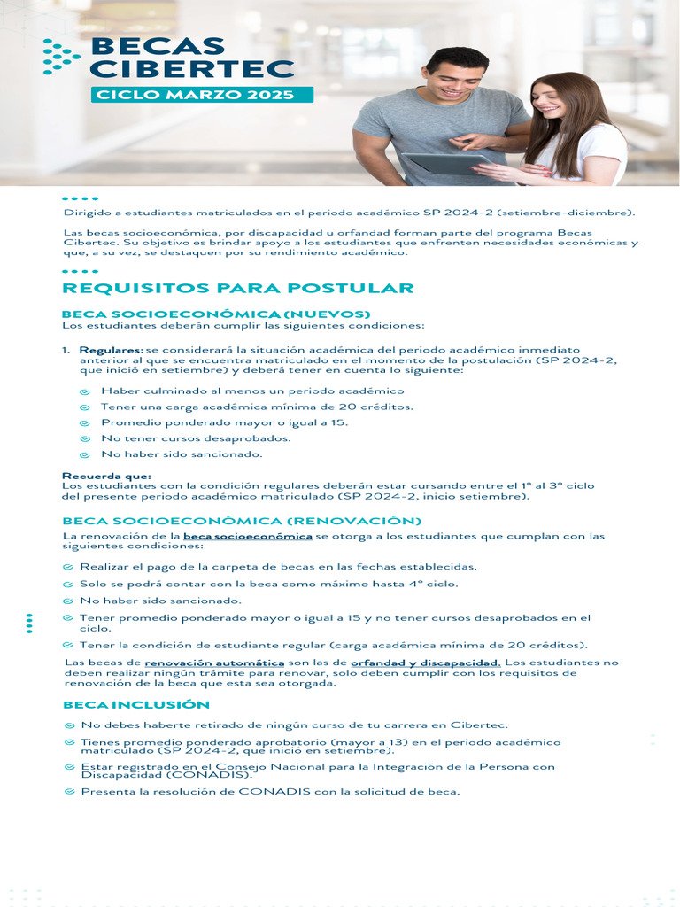 Becas Cibertec SP 2024-2: Requisitos y Proceso | PDF