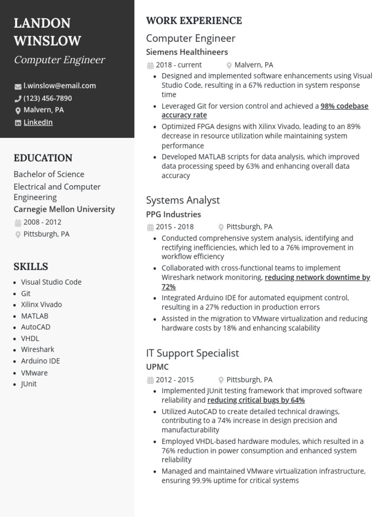 Computer Engineer Resume Example | PDF | Computer Engineering ...