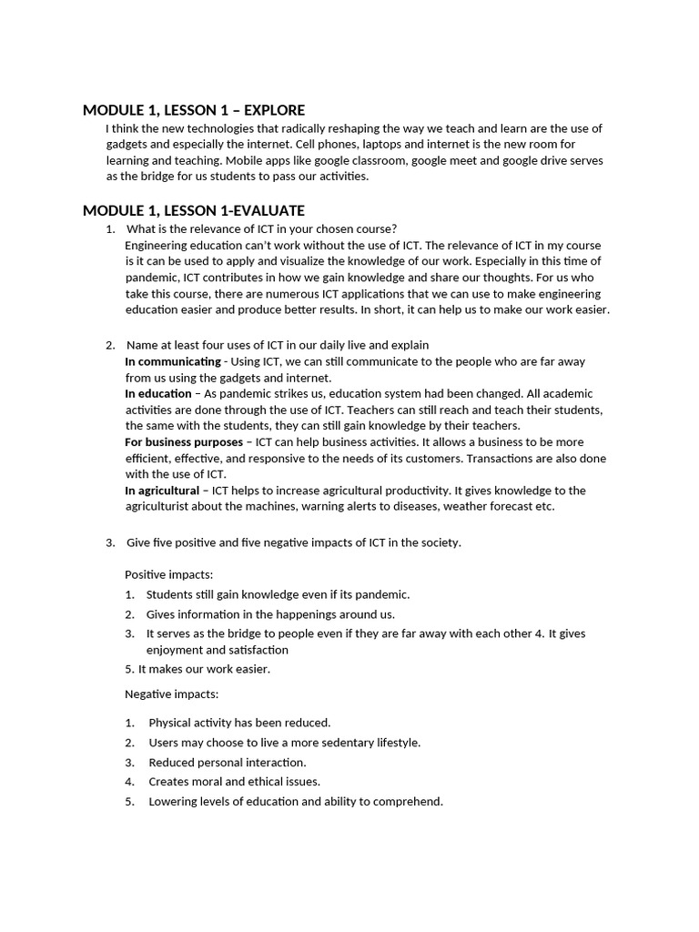 Impact of ICT on Education and Society | PDF
