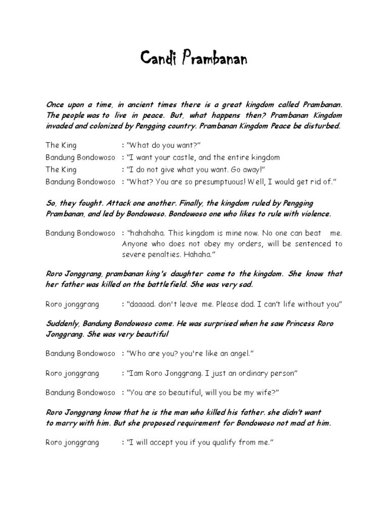 Teks Drama Roro Jonggrang – Beinyu.com