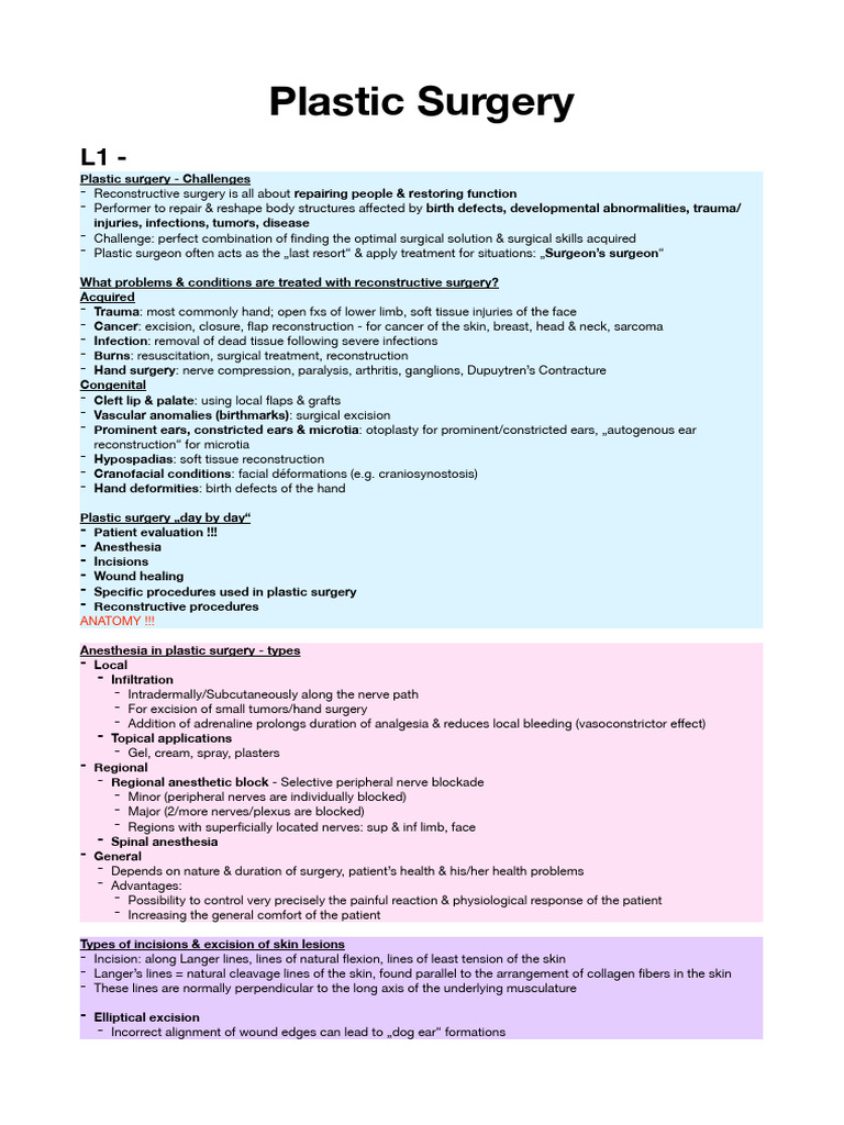 Reconstructive Plastic Surgery Overview | PDF | Thumb | Plastic Surgery