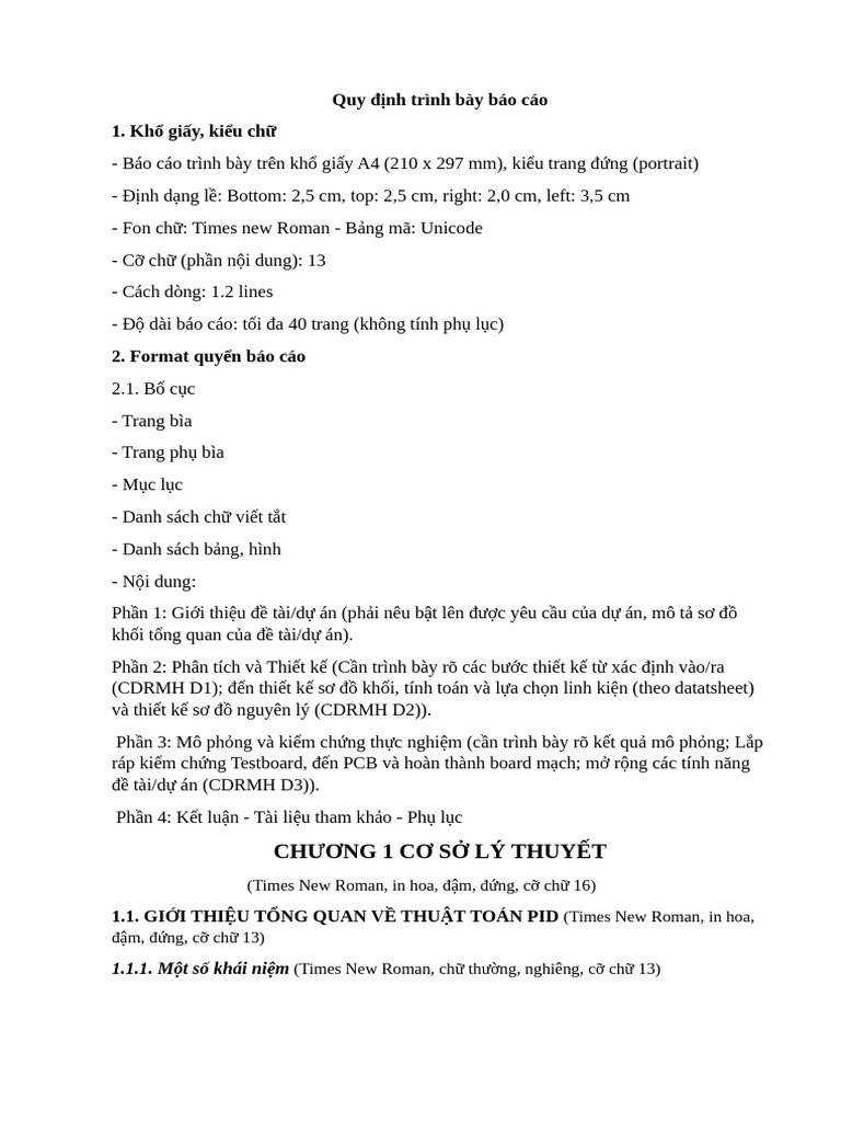 Quy định trình bày báo cáo | PDF