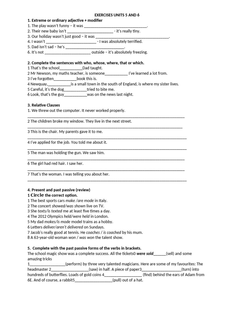Exercises Units 5 and 6 | PDF | Linguistics | Syntax
