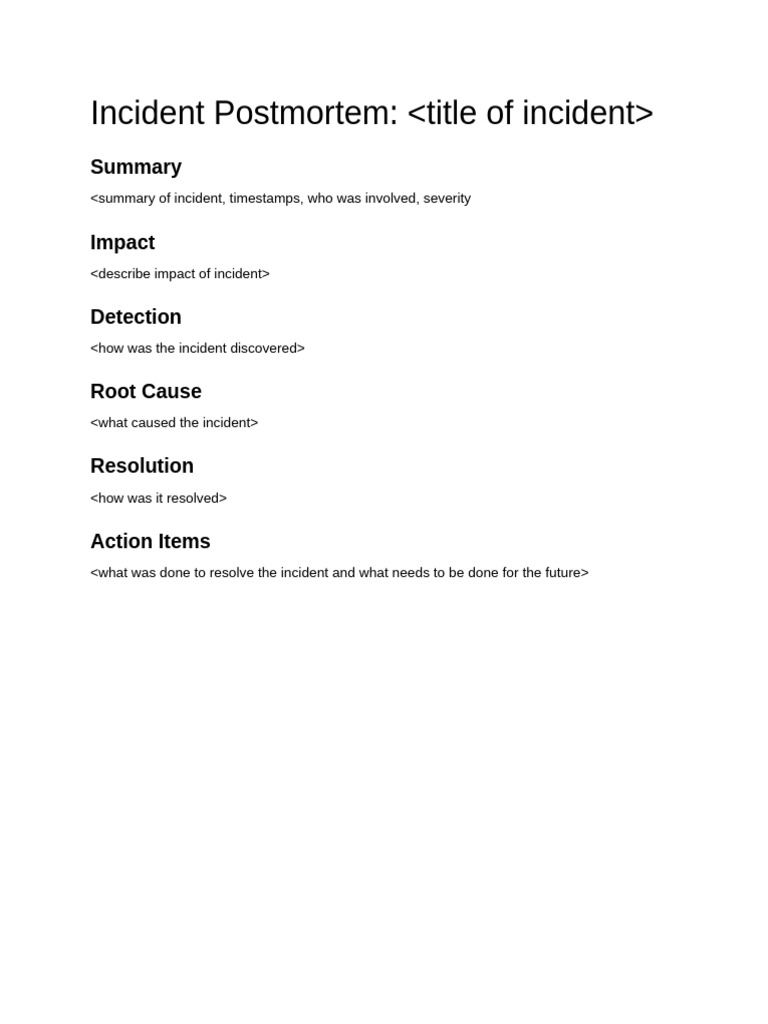 Incident Postmortem Report Template | PDF