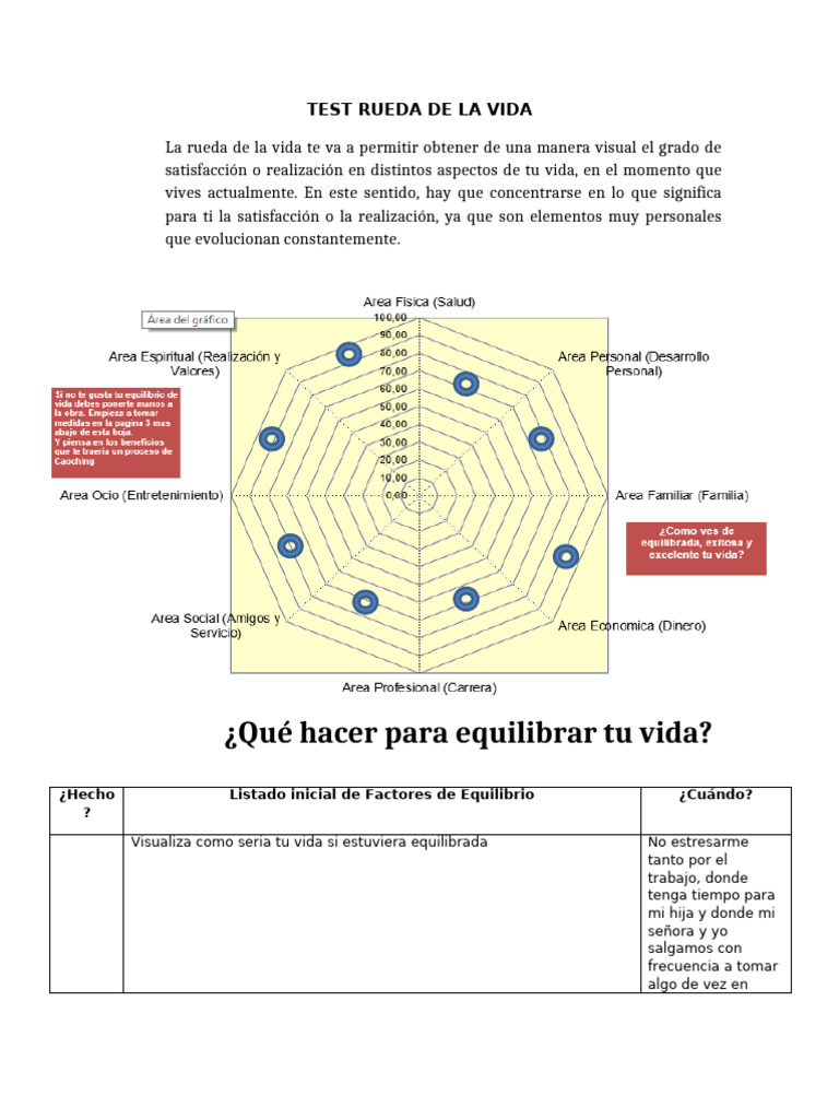 Test Rueda de La Vida Una Hoja | PDF