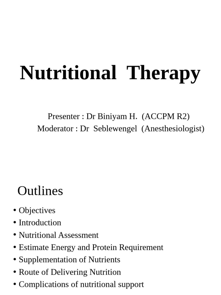 Nutritional Therapy for Critically Ill Patients | PDF | Human Nutrition ...