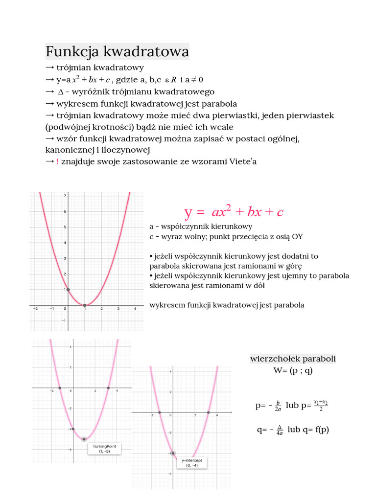Funkcja Kwadratowa | PDF