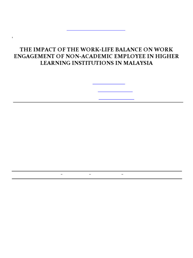 The Impact of The Work-Life Balance On Work Engage | PDF | Employment ...