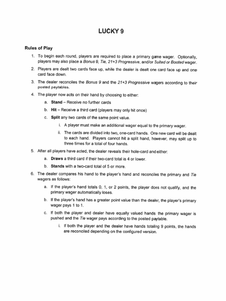 Lucky 9 - V2 | PDF