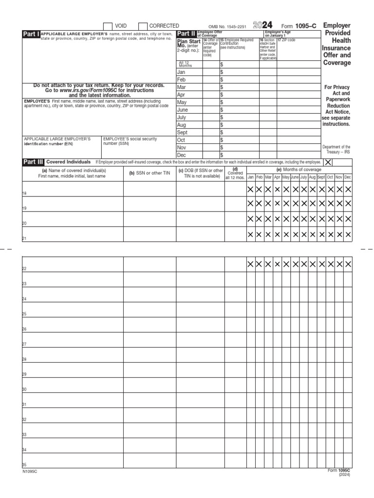 Form 1095-C: Health Coverage Details | PDF | United States Law | Taxation