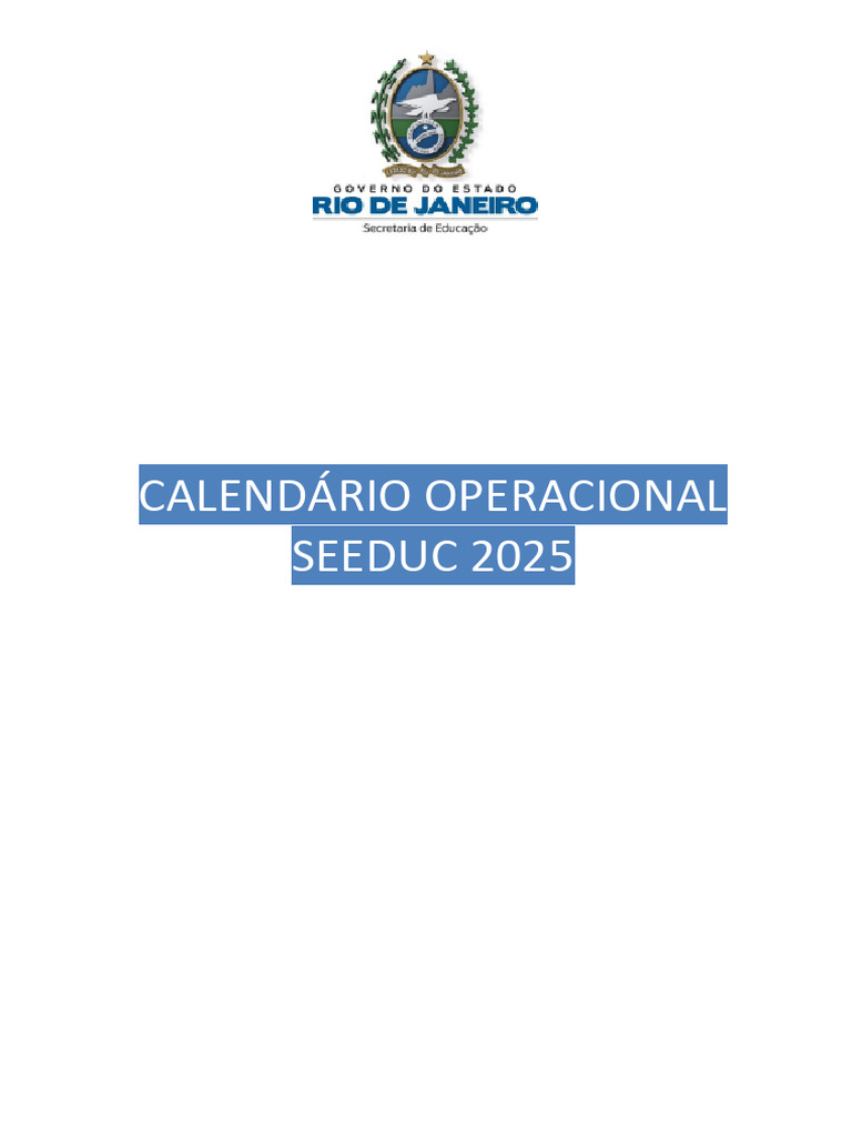Calendário Operacional SEEDUC 2025 | PDF | Educação Especial | Pedagogia