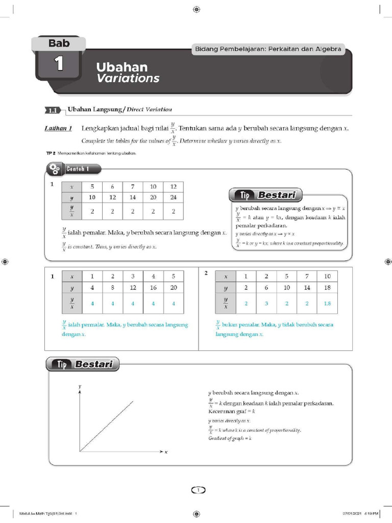 Math Form 5 Bab 1 Modul Ubahan | PDF