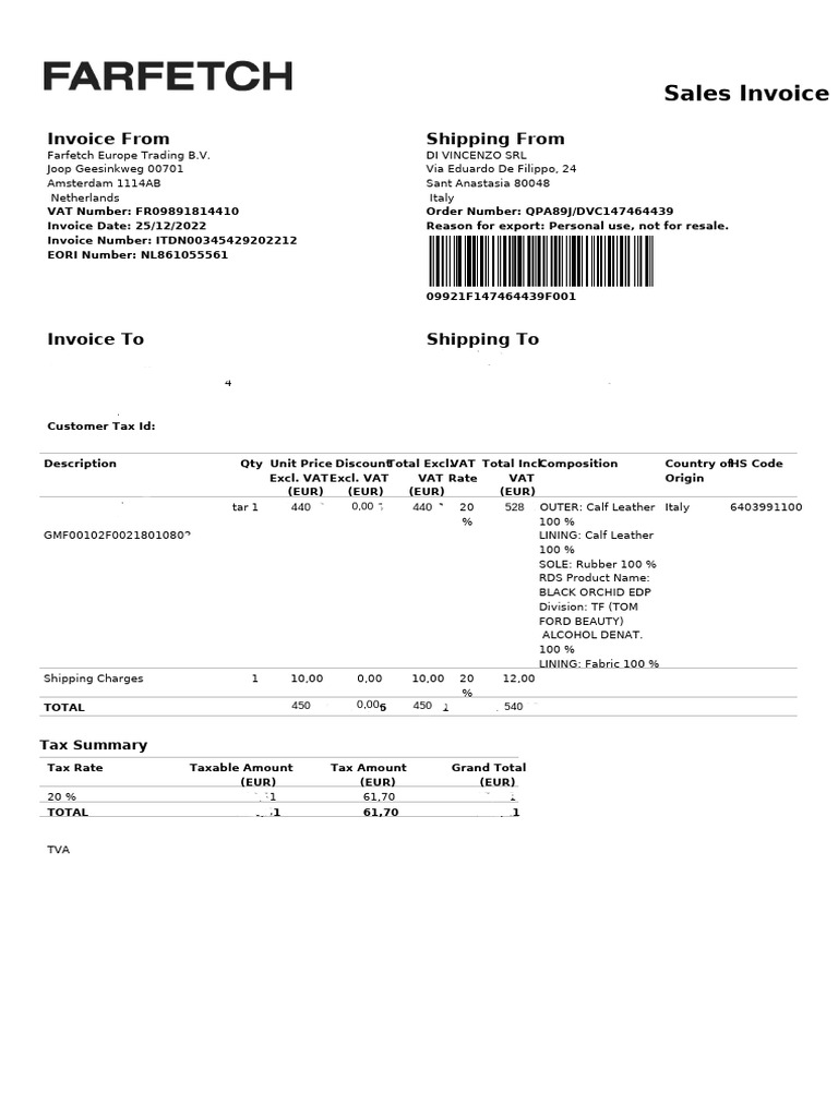 Golden Goose Super-Star Invoice | PDF | Value Added Tax | Payments