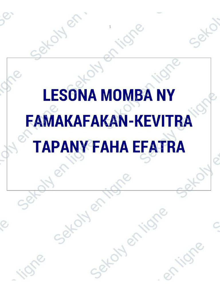 Lesona Faha Efatra | PDF