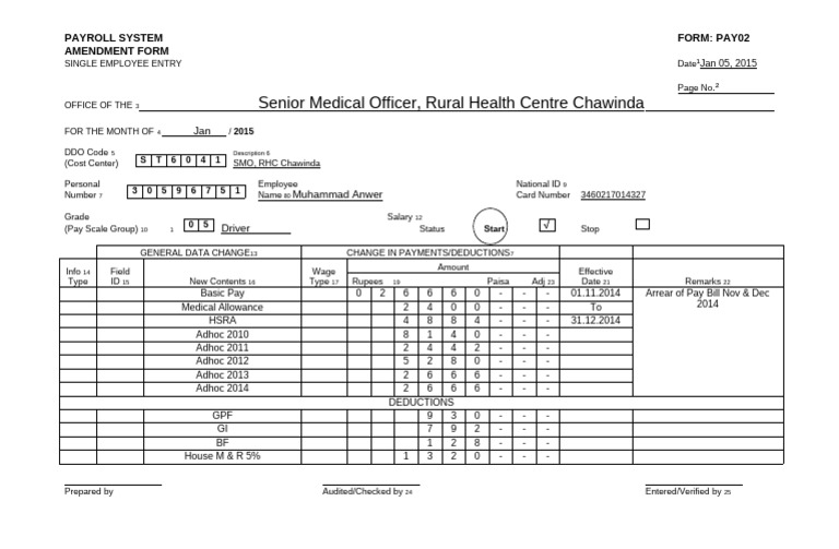 Payroll Amendment Form for Employees | PDF | Payroll | Employment ...