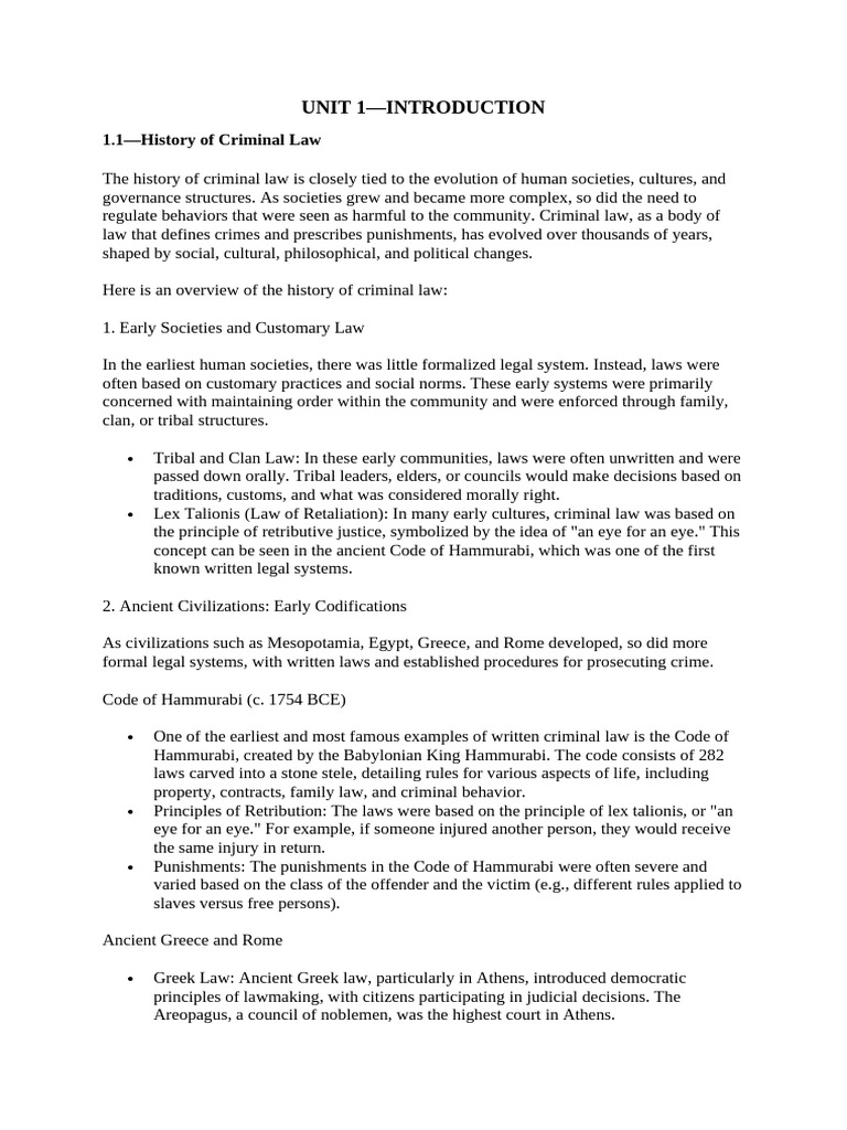 History of Criminal Law Evolution | PDF | Crimes | Crime & Violence