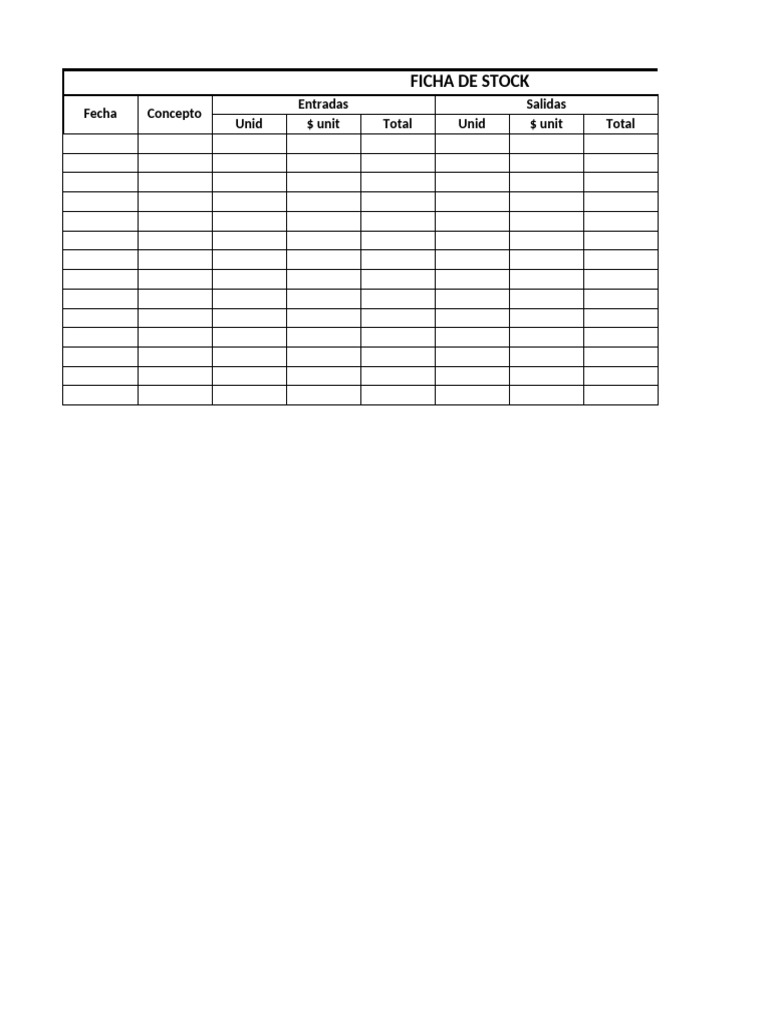 Ficha de Stock Contable | PDF