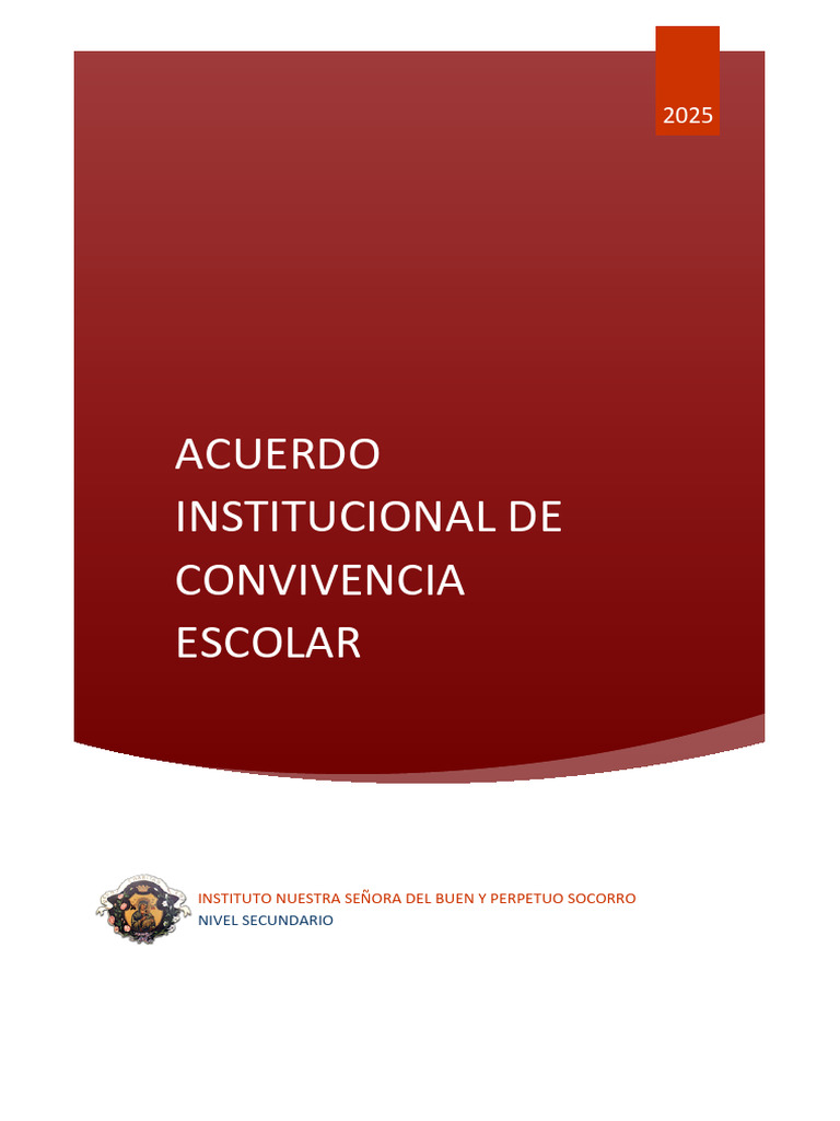 Acuerdo de Convivencia Escolar 2025 | PDF | Maestros | Institución