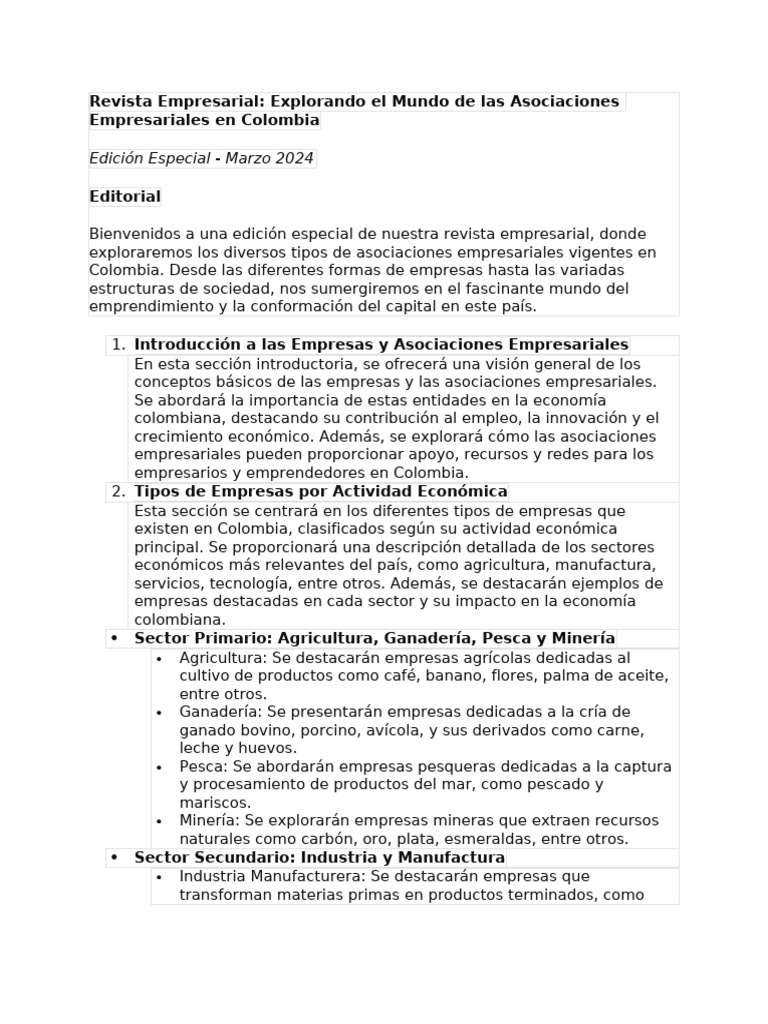 Asociaciones Empresariales en Colombia | PDF | Colombia | Cámara de ...