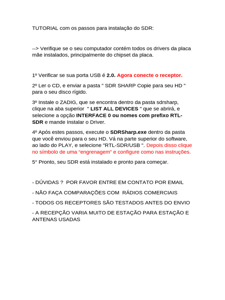 Guia de Instalação do SDR e Configuração HF | PDF