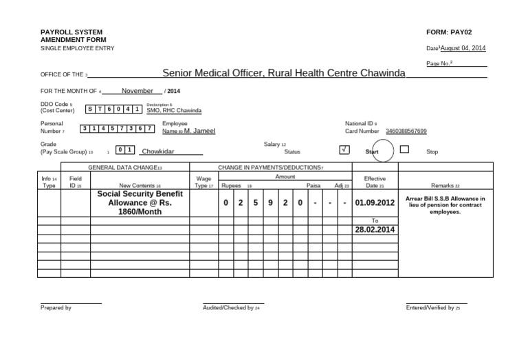 M Jameel Chowkidar Bps01 Payroll Systemform | PDF | Payroll | Expense