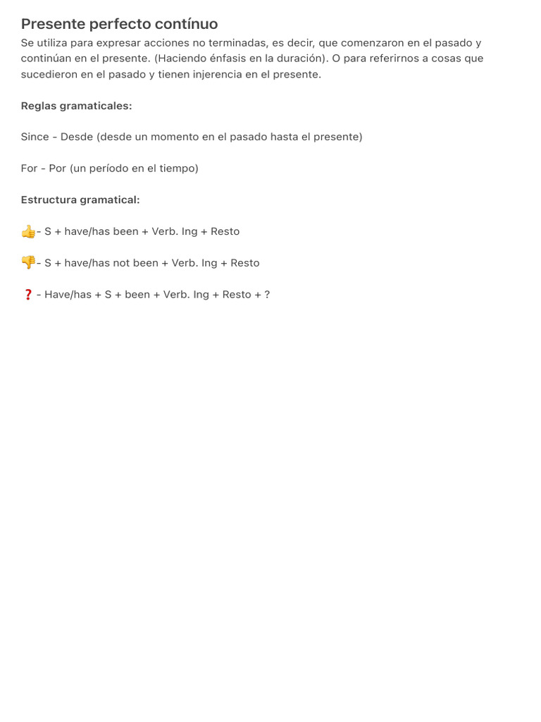 Uso del presente perfecto continuo | PDF