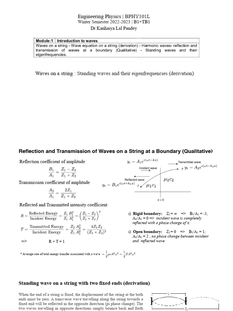 4-Standing Waves and Their Eigen Frequencies (Derivation) - 28-02-2023 ...
