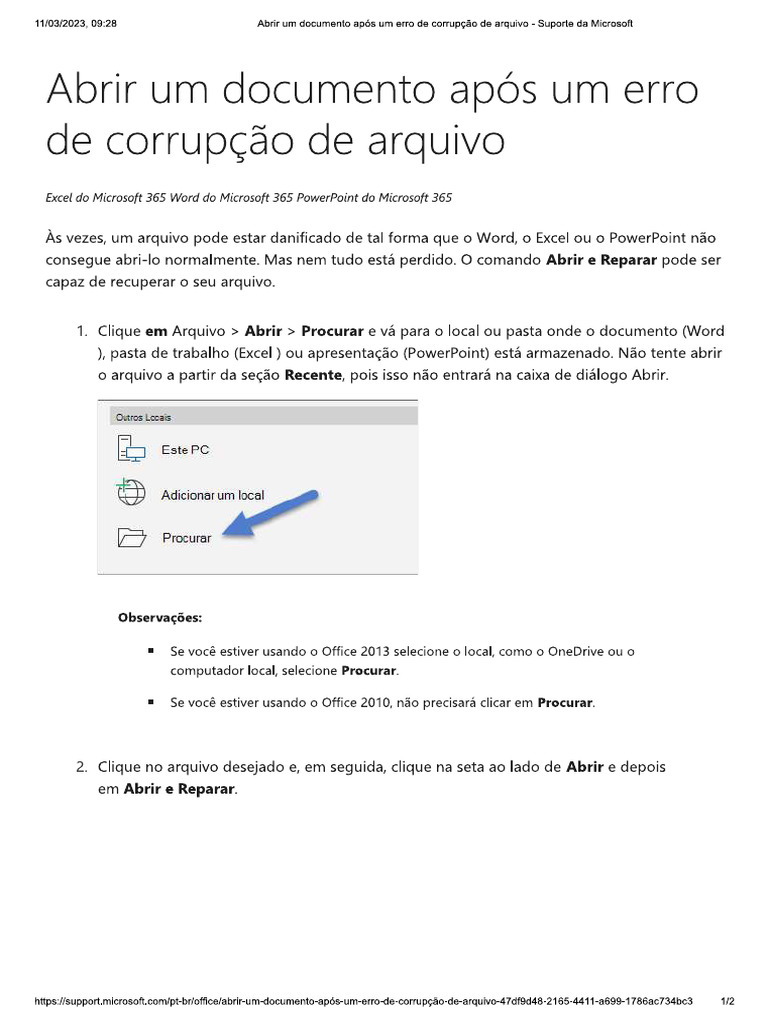 Arquivos Corrompidos - Corrigir | PDF