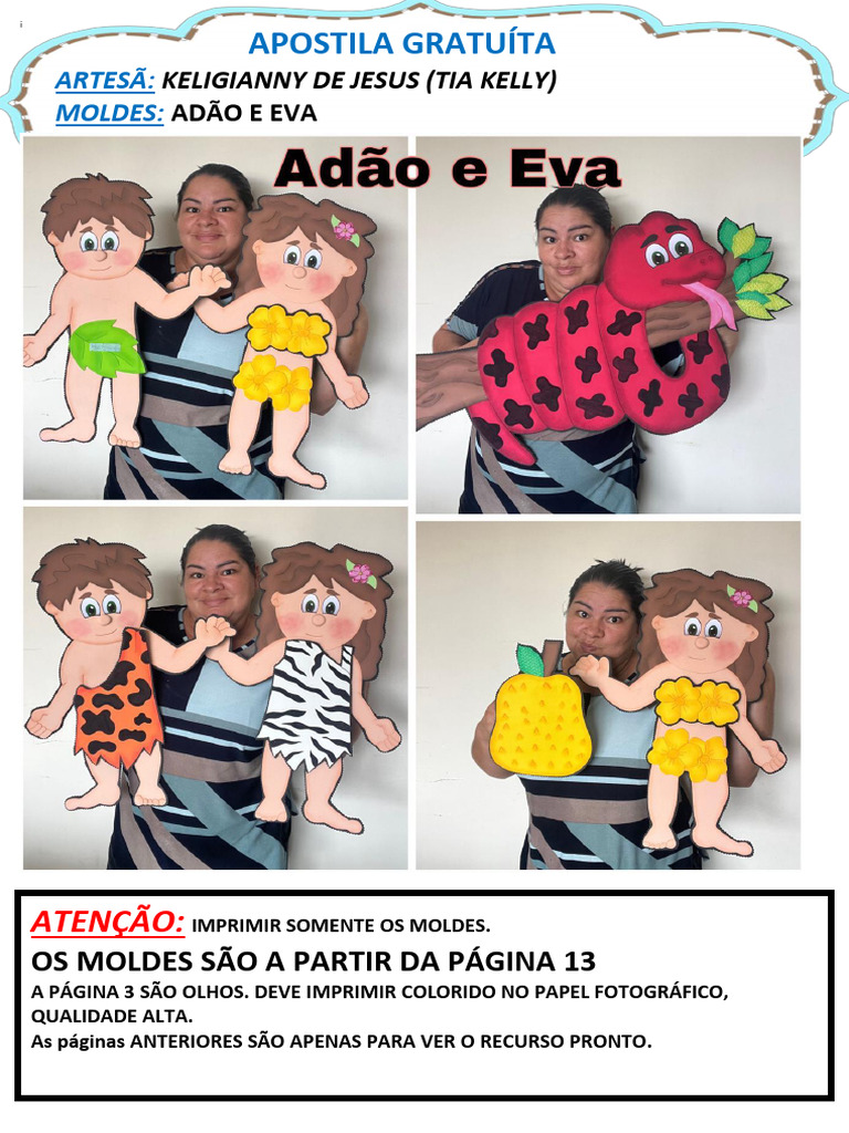 Moldes de Adão e Eva para Imprimir | PDF