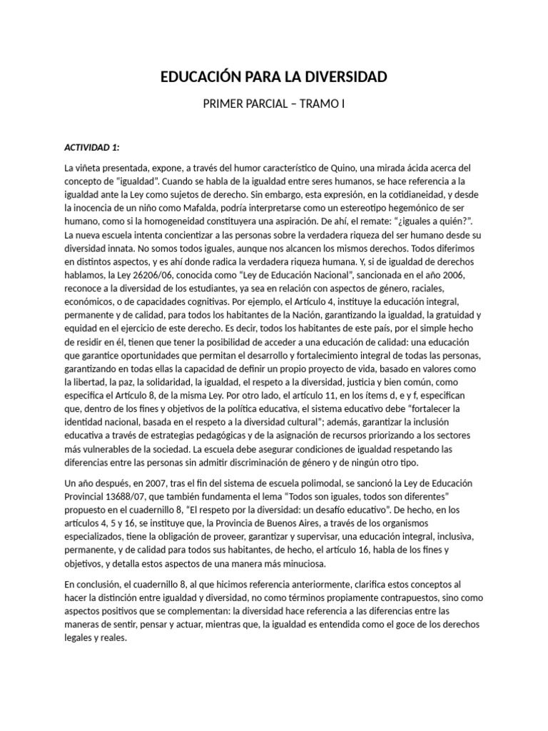 Educación para La Diversidad | PDF | Escuelas | Aprendizaje