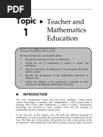 Topic 1 Teacher and Mathematics Education