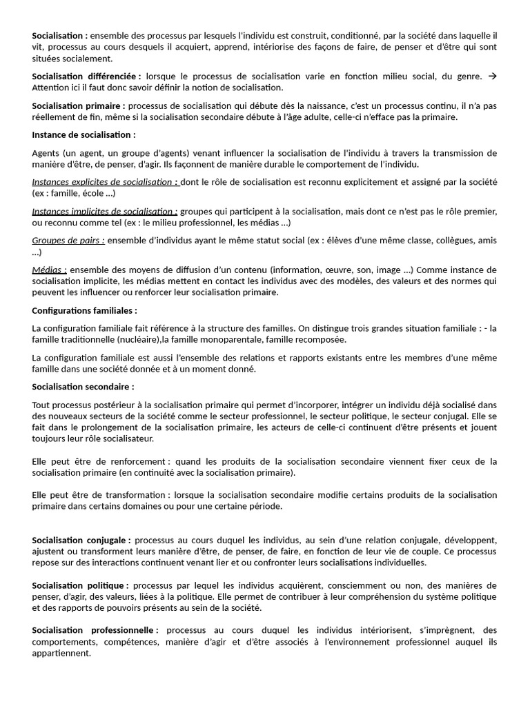 Définition et processus de socialisation | PDF | Socialisation ...