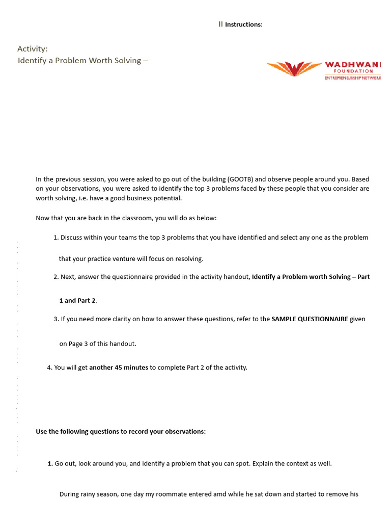 Identifying Business Problems to Solve | PDF | Bus | Shoe