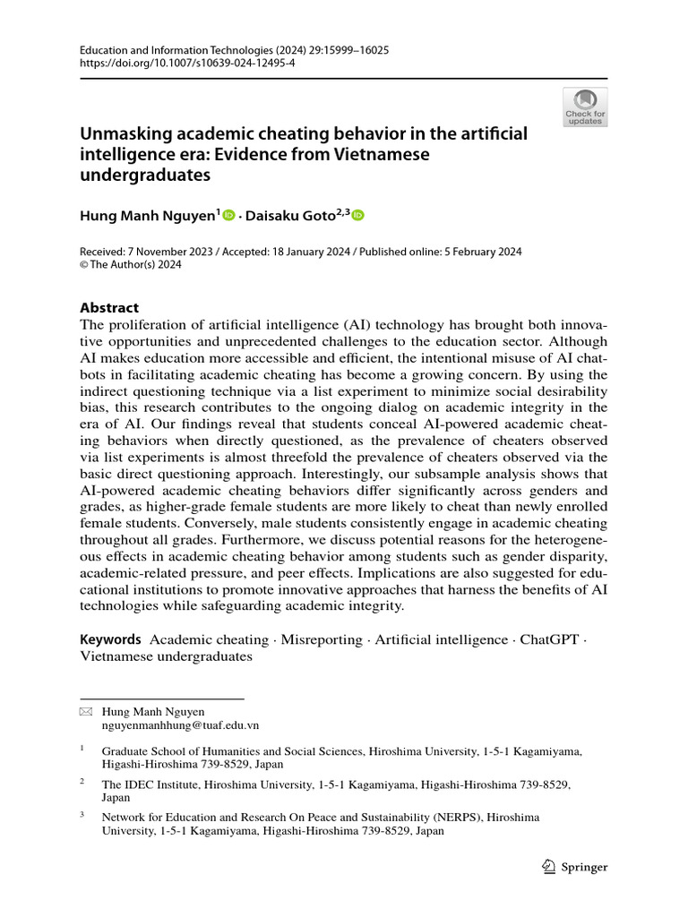 AI and Academic Cheating in Vietnam | PDF | Experiment | Bias