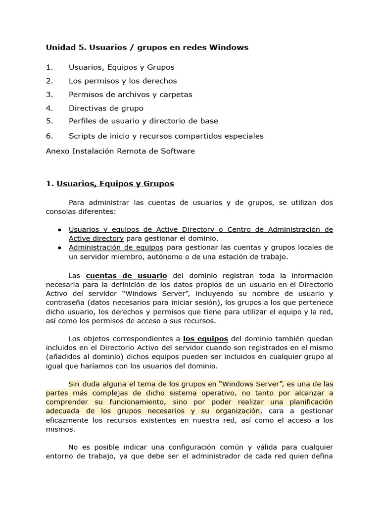 Gestión de Usuarios y Grupos en Windows | PDF | Archivo de computadora ...