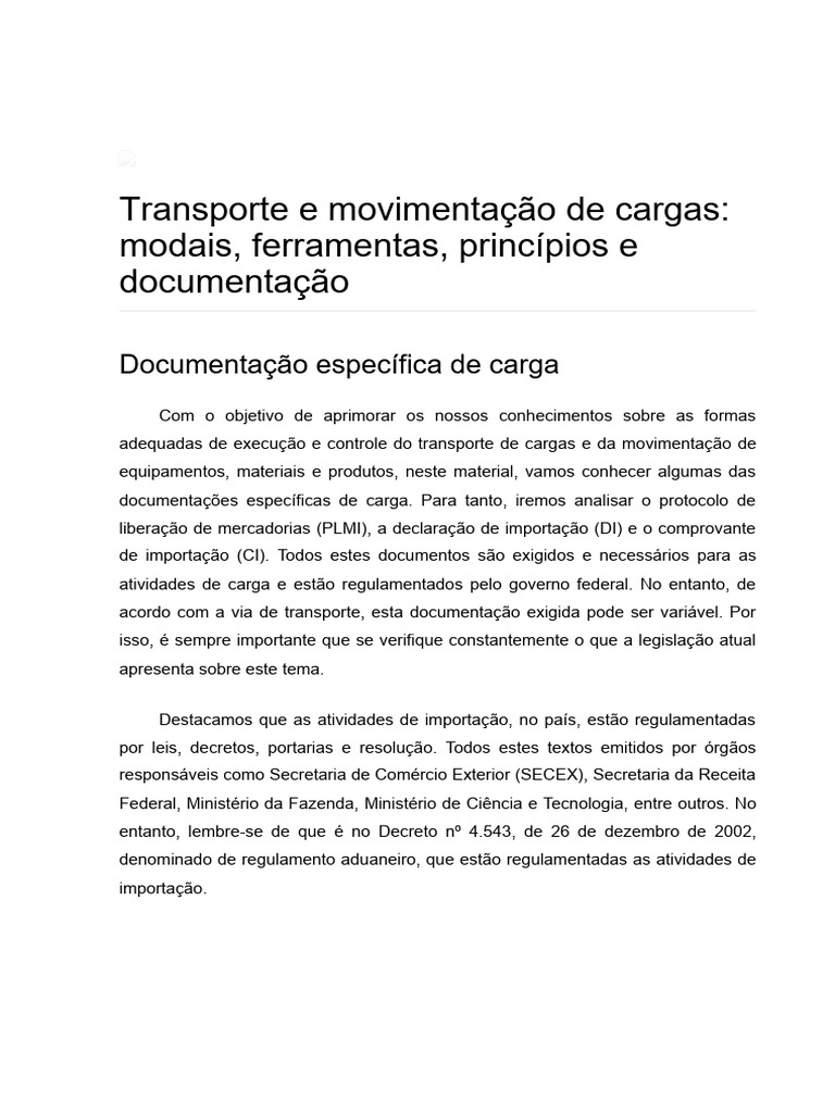 Protocolo de Liberação de Mercadorias (PLMI) | PDF | Ministério ...