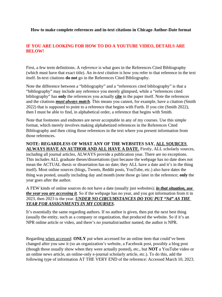 Chicago Author-Date Citation Guide | PDF | Citation | Thesis