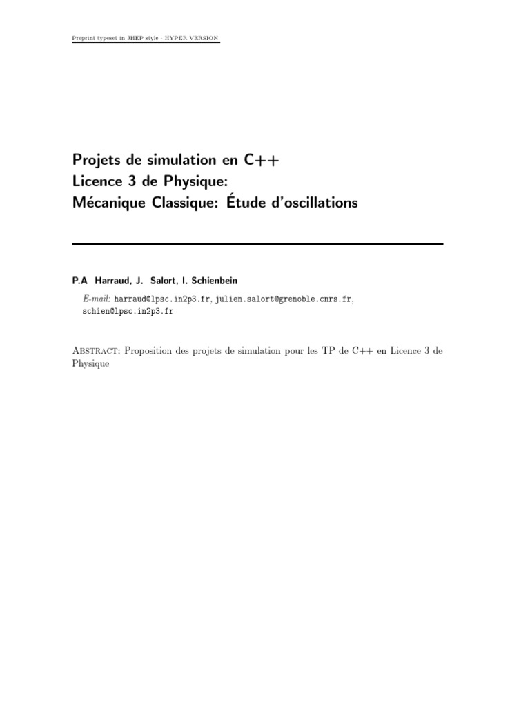 Projets de simulation C++ en physique | PDF | Ingénierie mécanique ...