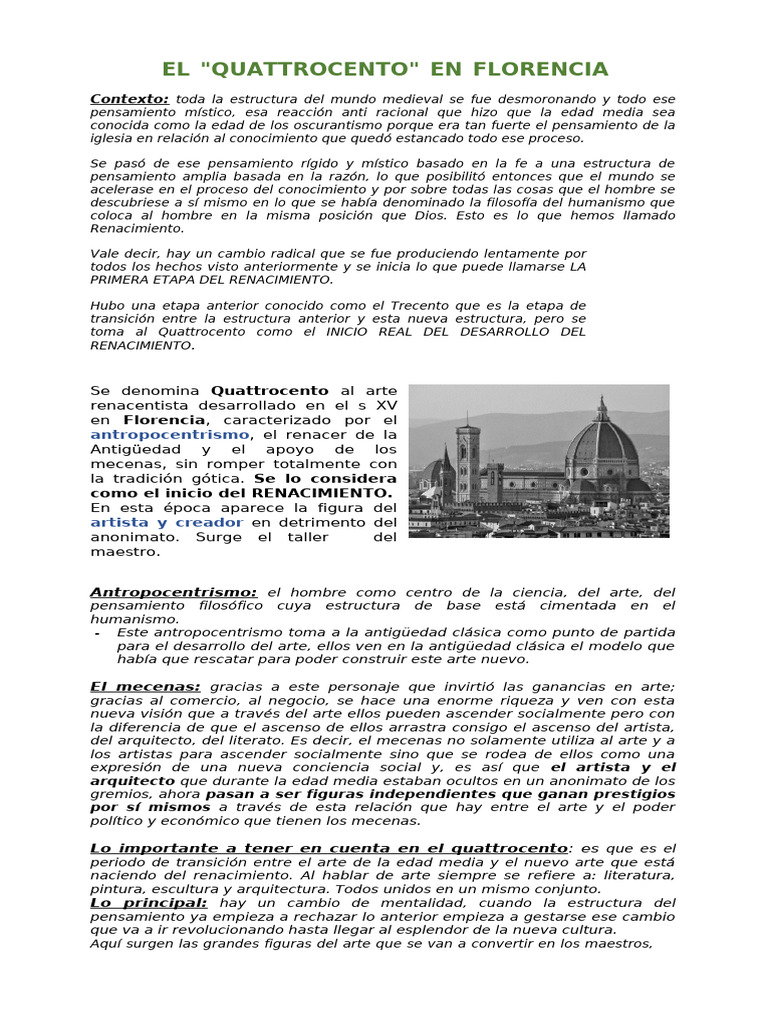 Clase 2. El Quattrocento en Limpio | PDF | Renacimiento | Escultura