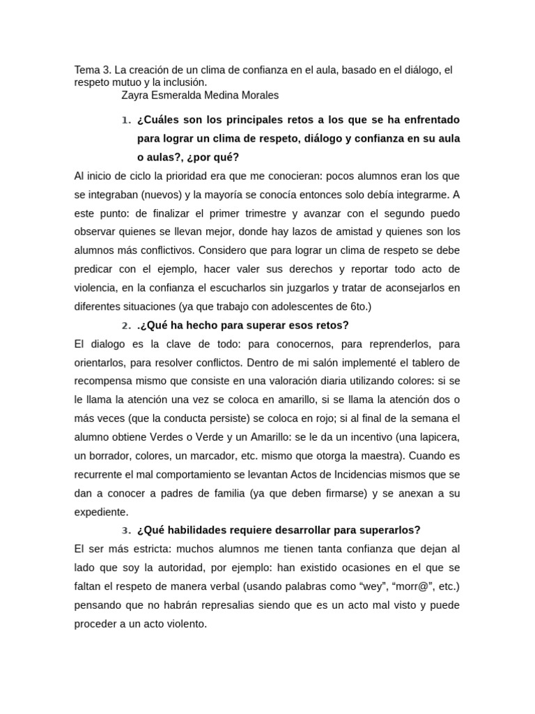 Clima de Confianza en el Aula: Estrategias | PDF | Psicología Social