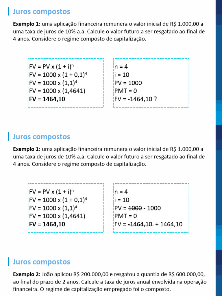 Cálculo de Juros Compostos: Exemplos Práticos | PDF | Juros | Propriedade