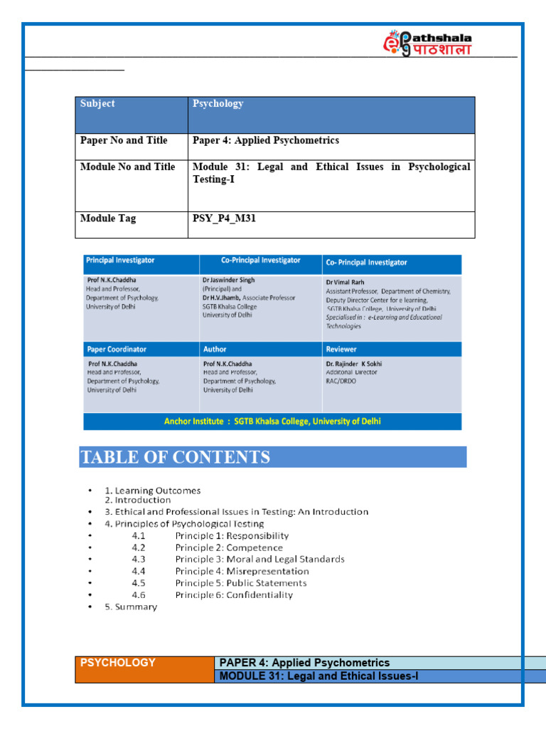 Ethical Issues in Psychological Testing | PDF | Psychology | Psychologist