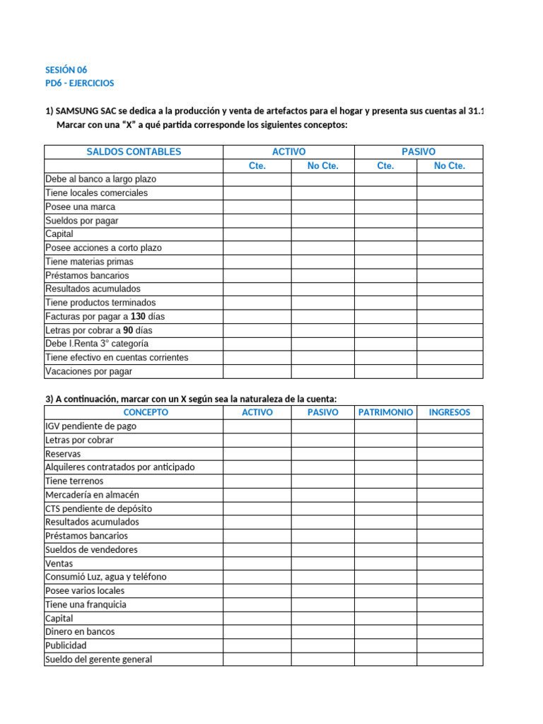 S06 PD6 Ejercicios Estado de Situación Financiera | PDF | Contabilidad ...