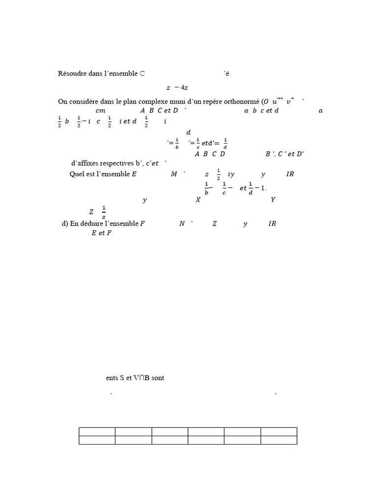 Examen de mathématiques EB8 | PDF | Nombre complexe | Analyse mathématique