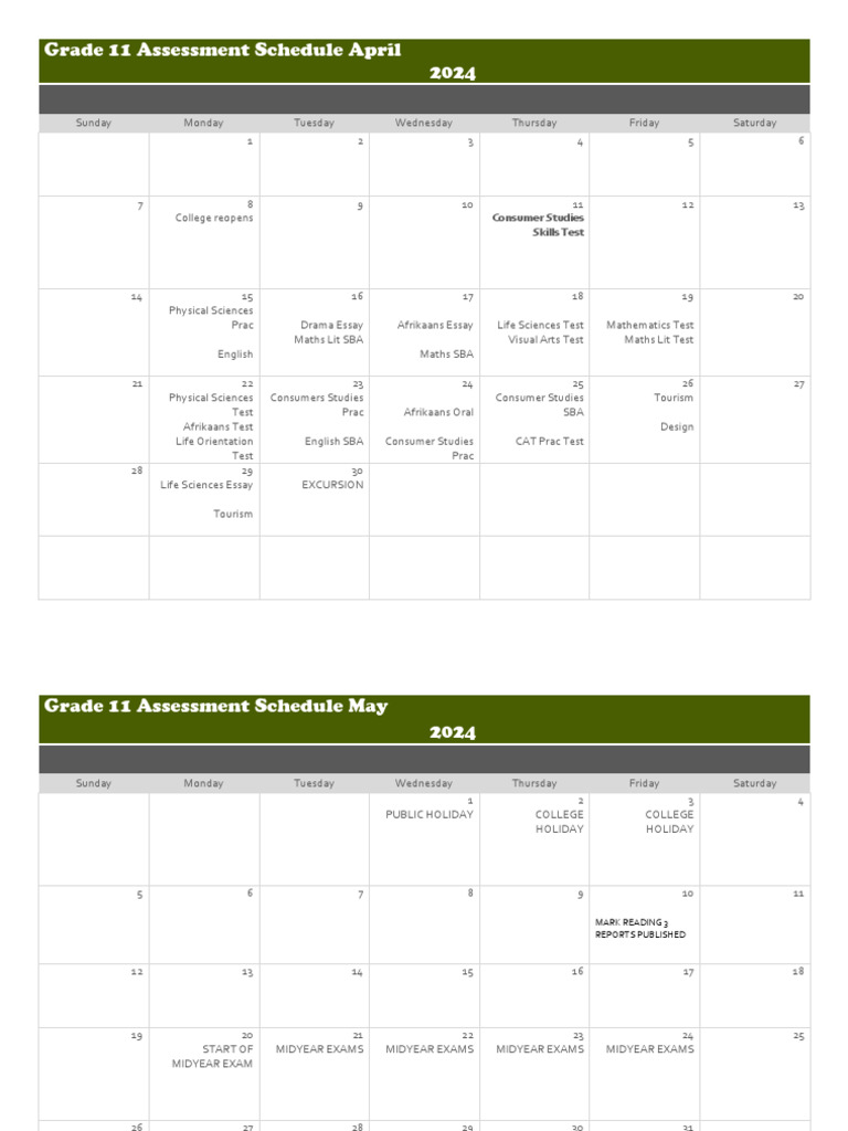 Grade 11 Assessment Schedule Term 2 of 20241713185922913 | PDF